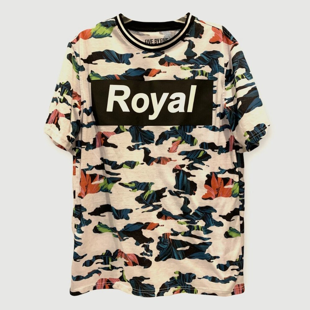 Masterpiece Camo Five By Five T-Shirt Mens Medium 'Royal' Novelty Graphic color
